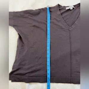 LOFT wide women’s Chocolate Knit Top size MEDIUM small slits on both sides thumbnail 5