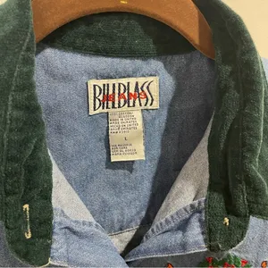 Vintage Denim BILLBLASS JEANS embroidered Teddy Christmas button down LG thumbnail 4