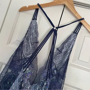 Victoria’s Secret Deep V Satin Lace Paisley Print Slip Dress Intimates Sz Medium thumbnail 5