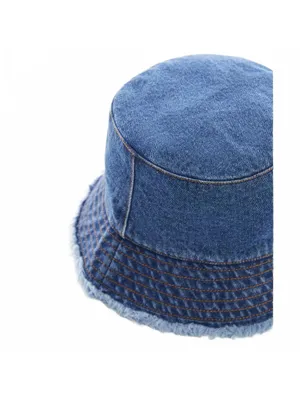 Mango Cotton Frayed Denim Bucket Hat NWT Blue thumbnail 2