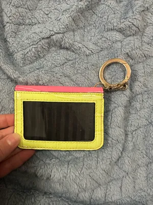 Victoria’s Secret Pink Croc-Embossed Card Holder Keyring. Bright croc-embossed card holder with attached gold keyring. thumbnail 2