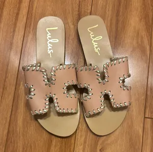 Lulu's Tan Slide Sandals thumbnail 1