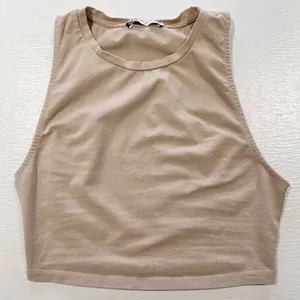 ZARA Cropped Tank Top Sleeveless Crewneck Crop Top Beige Size Small thumbnail 12