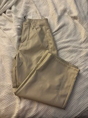 Cream pleather barrel pants thumbnail 1