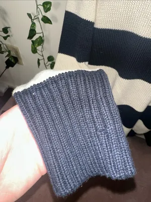 Brandy Melville Oversized Brianna Cotton Thick Stripe Sweater Cream & Navy thumbnail 2