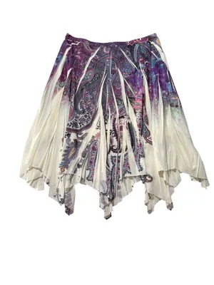 Moa moa medium y2k Asymmetrical Paisley fairy Skirt Purple cream vintage thumbnail 8