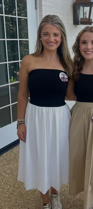 Black and white strapless maxi bubble dress Size M thumbnail 1