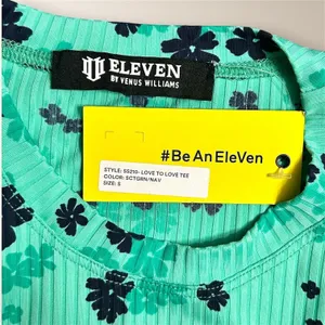 NWT EleVen Venus Williams S‎ Mint Floral Ribbed Tennis Athletic Short Sleeve Top thumbnail 7