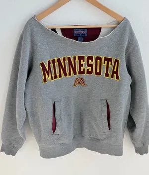Minnesota Gophers Off-The-Shoulder Sweatshirt Gray thumbnail 1