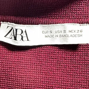 Zara Burgundy Cropped Cardigan Jacket Size S Collared Button Front thumbnail 5