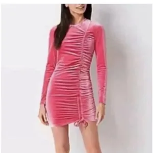 Juicy Couture Barbie Pink Velvet Bodycon Dress Women's XXL Long Sleeve Y2K thumbnail 4