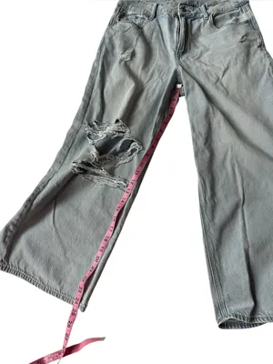 American Eagle Super High- Rise Baggy Wide Leg Ankle Jeans thumbnail 9