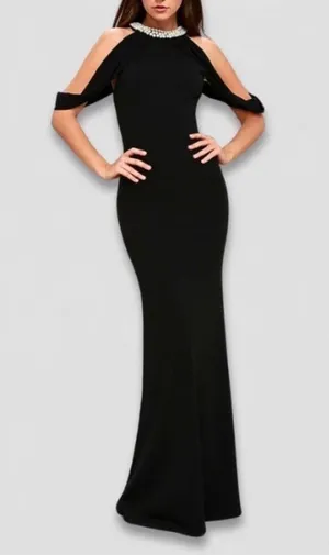Lulus Pearl Halter Mermaid Maxi Dress Black XS NWT thumbnail 1