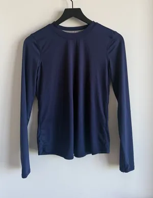 Fabletics Navy Long-Sleeve Crew Top thumbnail 1