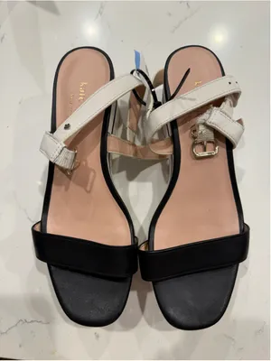 Kate Spade Wedge Sandals Black and White Size 10 thumbnail 1