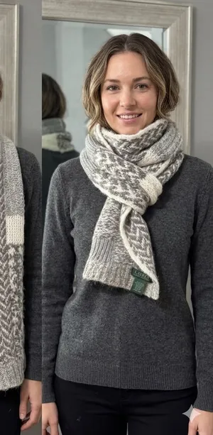Lauren Ralph Lauren Patchwork Wool Mohair Blend Knit Scarf thumbnail 1