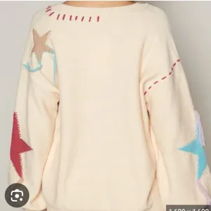 POL Patchwork Star Sweater - Beige V Neck Thick Knit Size Medium thumbnail 12