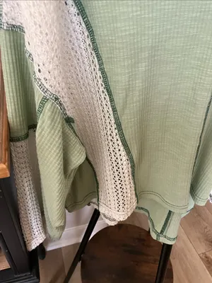 Patchwork Sage waffle Knit V thumbnail 4
