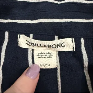 Billabong Blue and White Tropical Crush Striped Button-Up Crop Top thumbnail 8