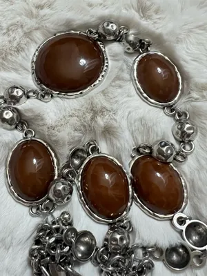 Brown Agate-Style Silver Link belt- Women one size thumbnail 1