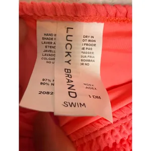 Lucky Brand Coral 2 Piece Crinkle Rib Halter Triangle Side Tie Bikini Swim Set L thumbnail 6
