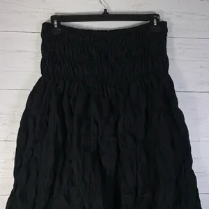 There Elsewhere crinkle Black Ruched Bubble Midi Skirt size L thumbnail 4