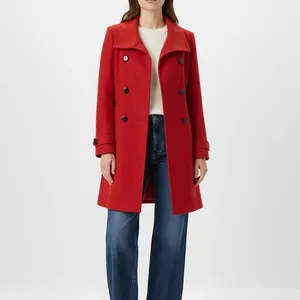 Charlotte Russe Red Wool Pea Coat Small Long Double Breasted Peacoat thumbnail 4