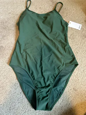 NWT Quince Italian Cami One-Piece Swimsuit palm large thumbnail 2