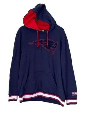 NFL Women’s Patriots Hoodie Sweatshirt Football Team Logo Embroidered Blue Red X thumbnail 1