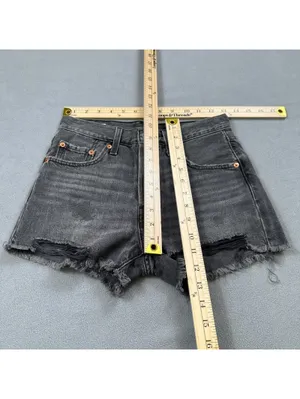 Levis 501 Original Black Cut Off Denim Jean Shorts Womens 24 High Rise Raw Hem thumbnail 3