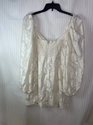Mable XL Ivory Floral Jacquard Mini Dress Puff Sleeve Cottagecore Romantic thumbnail 8