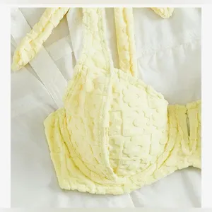 NEW Bikini Sets Flower Embossed Swimsuit Bikini Set Bow Strap Swimsuit S thumbnail 3