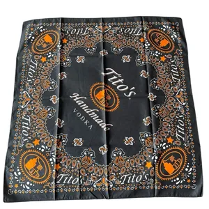 Tito’s Handmade Vodka Black Orange Paisley Bandanna Handkerchief 22x23 NEW thumbnail 1