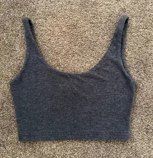 Charcoal Scoop Neck Cropped Tank Top thumbnail 1