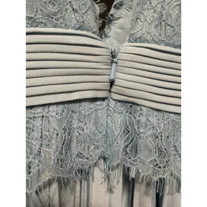 ASOS Light Blue Pleated‎ Lace Trim Maxi Dress Sleeveless V-Neck Wedding Guest 4 thumbnail 5