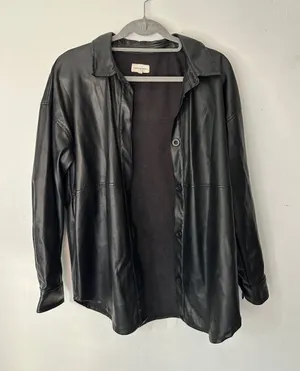 Universal Threads Black Leather Button-Front Shirt Jacket thumbnail 1