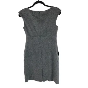 Banana Republic Sheath Dress Textured Twist Neck Wool Blend Cap Sleeve Gray 2 thumbnail 2