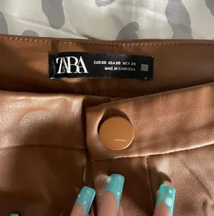 ZARA brown leather pants thumbnail 2