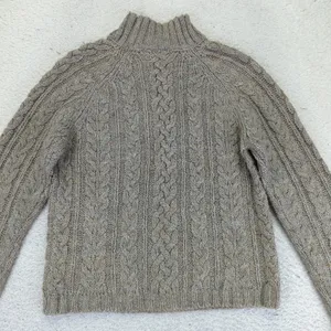 Vintage North Crest Cable Knit Mock Neck Sweater Womens Small Tan Acrylic‎ Wool thumbnail 5