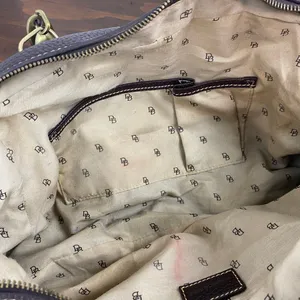 Dooney And Bourke Vintage Leather Brown Leather Signature Canvas Satchel Handbag thumbnail 11
