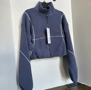 Alo Yoga Polar Fleece Game Time Full Zip Jacket Bluestone White Large thumbnail 6