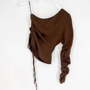 Zara Asymmetrical Top Women's XS‎ Brown Going Out Minimalist Chic thumbnail 3