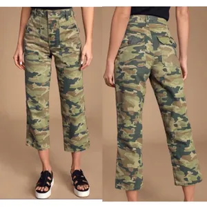 We The Free Free People Remy Camouflage Crop Jeans 25 High Rise Green‎ Camo Pants Denim NEW thumbnail 2