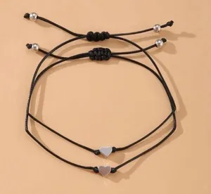 Pair of heart string bracelets, pinky promise, black, silver, best friends, bff thumbnail 2