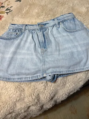 NWT We The Free Light Blue Denim Mini Skort thumbnail 2