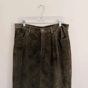 Vintage Olive Green Eddie Bauer Seattle Suede Maxi Skirt thumbnail 2