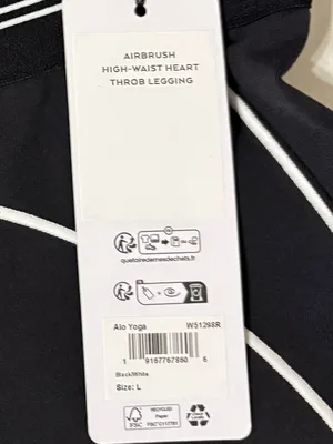 New nwt Alo yoga heart throb leggings black white large authentic thumbnail 4