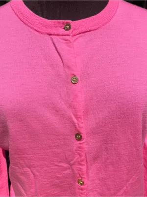 J.Crew Neon Pink Lightweight 100% Merino Wool Jackie Cardigan Sweater Size XL thumbnail 3