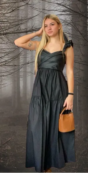 New With Tags THML Black Tiered Maxi Dress with Pockets Sz S thumbnail 1