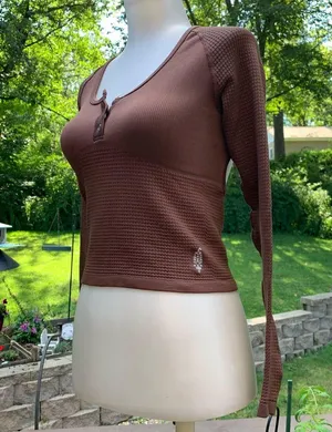 NWT Free People Movement Bail Out Long Sleeve Layer Crop Top Cocoa Brown XS/S thumbnail 4